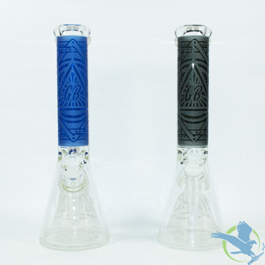 GB Glass Water Pipe Sand Blasted All Seer Frosted Design - 895 Grams - 14 Inches