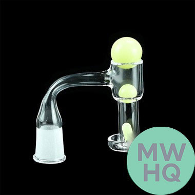 Dragon Glass Quartz Banger With Terp Slurper Vacuum With 3 Solid Color Terp Pearls & Frosted Joint - 90 Degree Angle [DQF-013]