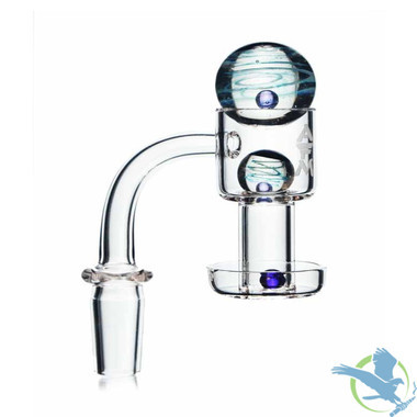 Dragon Glass Quartz Banger With Terp Slurper Vacuum With 3 Marble Design Terp Pearls & Frosted Joint - 90 Degree Angle [DQF-014]