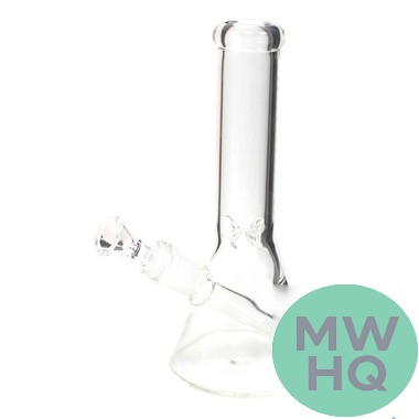 Glass Clear Beaker Base Water Pipe With Ice Catcher & Downstem - 268 Grams - 8 Inches