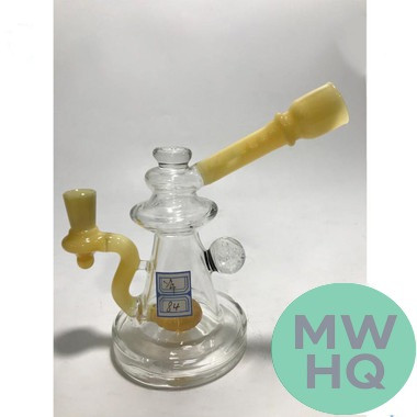 Glass Water Pipe Marble Vase Base Rig Design With Tire Perc - 279 Grams - 7 Inches - Assorted Colors [Y4]