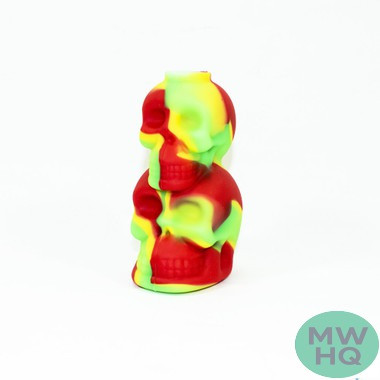 Silicone Water Pipe Dual Skull Design With Diffused Downstem - 230 Grams - 5 Inches - Assorted Colors [SP1077]