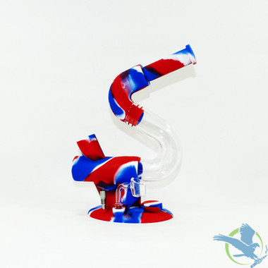 Silicone Water Pipe 3-In-1 Nectar Collector With Diffused Downstem + Quartz Banger & 10MM Steel Nail - 470 Grams - 11 Inches - Assorted Colors [SP1082]