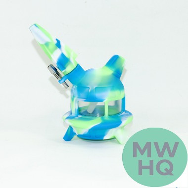 Silicone Water Pipe UFO Base Design With Downstem & 10MM Steel Nail - 250 Grams - 6.5 Inches - Assorted Colors [SP1085] (MSP $16.00) - INTERNAL