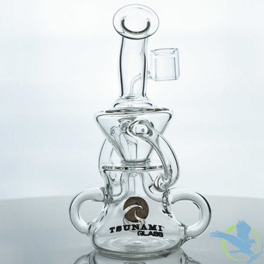 Tsunami Glass Water Pipe Sprinkler Recycler With Diffused Downstem - 315 Grams - 7.5 Inches