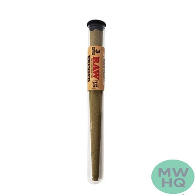 RAW Pressed Bud Wrap Pre-Rolled 1 1/4 Size Flower Cones - Pack of 3 - Display of 12 Packs