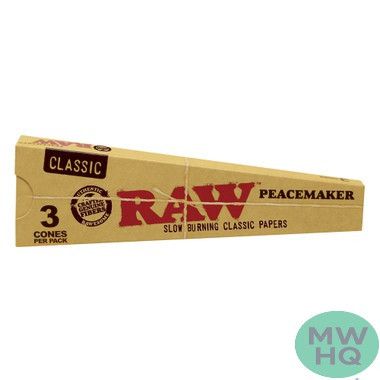 RAW Classic Pre-Rolled Peacemaker Cones - Pack of 3 Cones - Display of 16 Packs