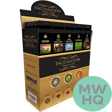 Incensation Premium Incense Sticks - Pack of 12 - Counter Top Display of 75 Packs