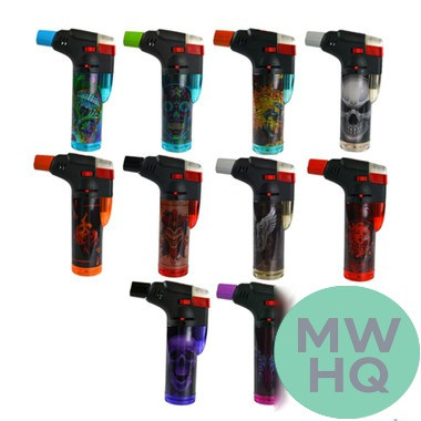 Smokezilla XXL Light-Up Refillable Electronic Butane Torch - Display of 12