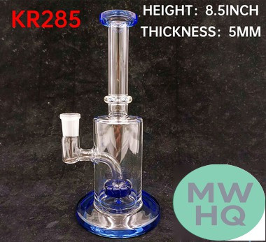 Glass Water Pipe With Straight Neck & Matrix Perc - 350 Grams - 8.50 Inches - Assorted Colors [KR285]