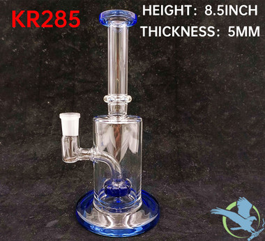 Glass Water Pipe With Straight Neck & Matrix Perc - 350 Grams - 8.50 Inches - Assorted Colors [KR285]