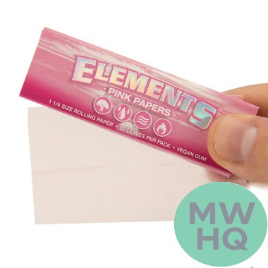 Elements Pink 1 1/4 Size Rolling Papers With Magnetic Closure - Pack of 50 - Display of 25 Packs