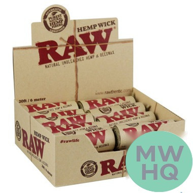 RAW Hemp Wick Roll - 20 Feet / 6 Meters - Display of 20