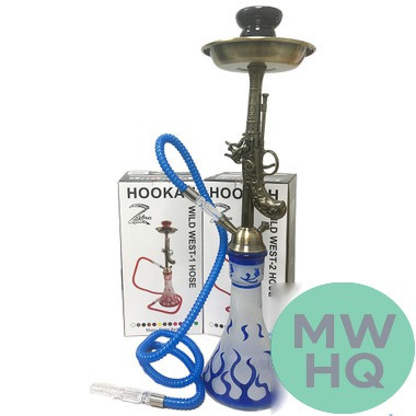 Zebra Smoke Wild West 21 Inch Double Hose Hookah - Assorted Colors