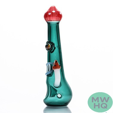 Dragon Glass Hand Pipe Mushroom Design Spoon - 100 Grams - 6 Inches - Assorted Colors [DGH-098]