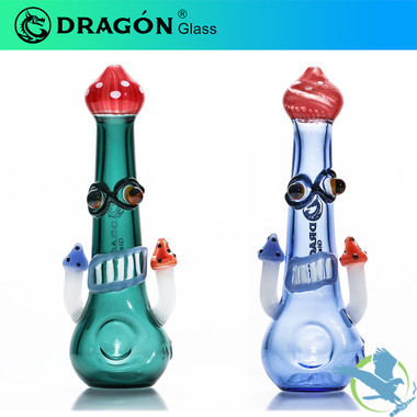 Dragon Glass Hand Pipe Mushroom Design Spoon - 100 Grams - 6 Inches - Assorted Colors [DGH-098]