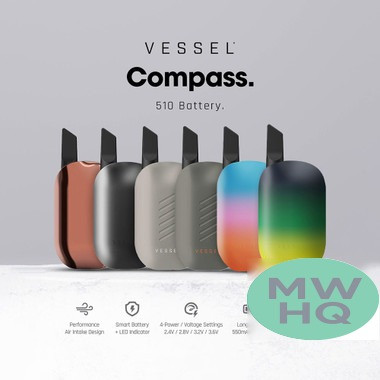 VESSEL Compass 550mAh VV 510 Cartridge Device Battery With Charging Cable