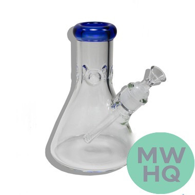 Headway Glass Water Pipe Beaker Base Short Straight Neck Ice Catcher With Diffused Downstem - 700 Grams - 8 Inches - Assorted Colors [HW-G10]