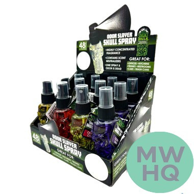 Smokezilla Air Freshener Odor Slayer Skull Smoke Eater Spray - Assorted Scents - Display of 12 [24350]