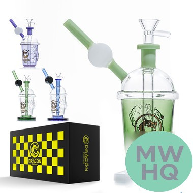 Dragon Platinum Water Pipe Cup Bubbler - 280 Grams - 7.9 Inches - Assorted Colors [WPE-035]