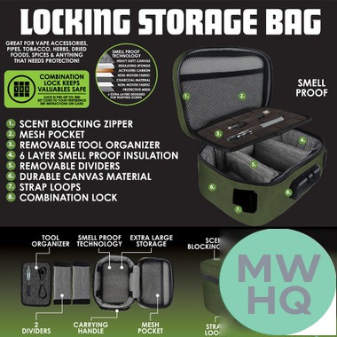 Smokezilla Canvas Locking Storage Bag With Smell Proof Technology - Assorted Colors [23318]