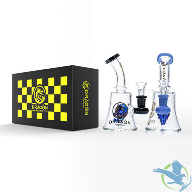 Dragon Platinum Water Pipe Bell Shape With Perc - 230 Grams - 7.0 Inches - Assorted Colors [WPE-038]