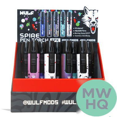 Wulf Mods Spire Pen Torch With Windproof Technology - Assorted Colors - Display of 9