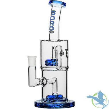BoroTech Double Hex Glass Bong Water Pipe With Thick Base Designed by Calibear - 440 Grams - 10 Inches [DoubleHex] - Blue D
