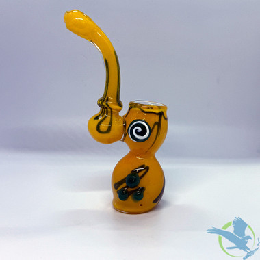 Glass Hand Water Pipe Frit Color Button Bubbler - 175 Grams - 7.5 Inches [B601]