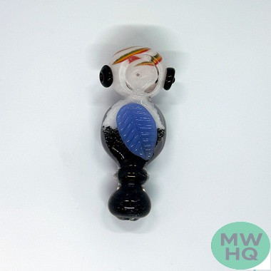 Glass Hand Pipe Rasta Line Head Double Frit Color Leaf Belly Spoon - 122 Grams - 5 Inches [B603]
