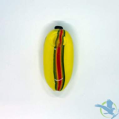 Glass Hand Pipe Round Frit Brick Color Line Spoon - 135 Grams - 4 Inches [B616]