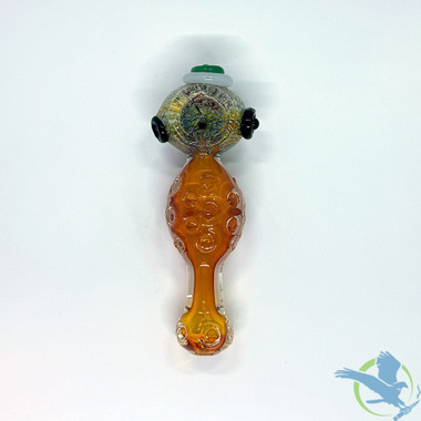 Glass Hand Pipe Frit Golden Fumed Marble Round Belly Spoon - 135 Grams - 5 Inches [B621]