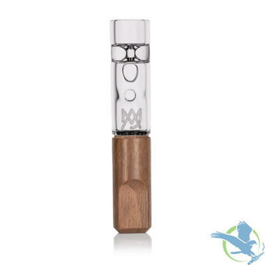 MJ Arsenal Ridge Chillum Hand Pipe - 3.5 Inches - Alpine Series - Clear/Wood