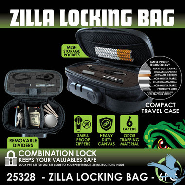Smokezilla Zilla Locking Bag With Smell Proof Technology & Combination Lock - Assorted Designs - Display of 6 [23823]