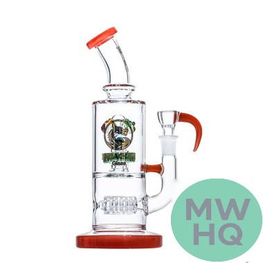 Dragon Glass Four Eyes Water Pipe With Thick Base & Double Perc - 540 Grams - 10 Inches - Assorted Colors [DGD-151]