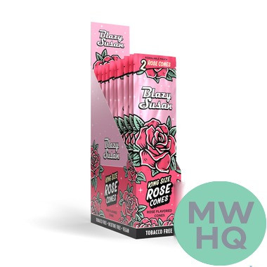 Blazy Susan Rose King Size Cones Tobacco & Nicotine Free Vegan - Pack of 2 - Display of 10 Packs