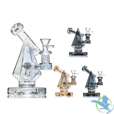 Shadow Glass Mini Pyramid Shaped Water Pipe With Circ Perc - 400 Grams - 7 Inches - Assorted Colors [SGE-150]