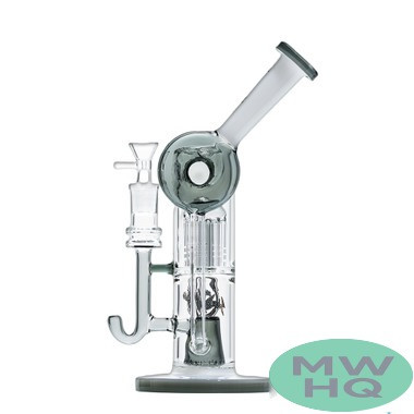 Shadow Glass Water Pipe Recycler With Inclined Neck & Double Perc - 10.5 Inches - 700 Grams - Assorted Colors [SGD-033]