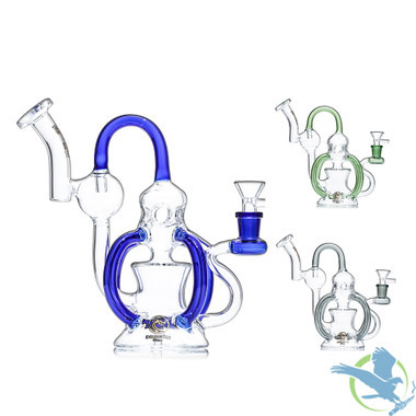 Dragon Glass Water Pipe Recycler With Circ Perc - 360 Grams - 8 Inches - Assorted Colors [DGE-409]