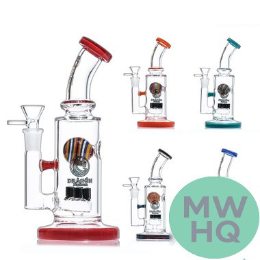 Dragon Glass Water Pipe Thick Base With Sprinkler Perc - 390 Grams - 8.5 Inches - Assorted Colors [DGE-460]