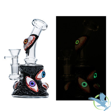 Dragon Glass Eyes Mini Water Pipe Bong Glow In The Dark - 220 Grams - 7 Inches - Assorted Colors [DGE-271]