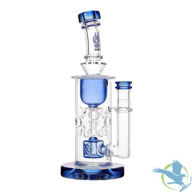 Calibear Fab Torus Recycler Glass Water Pipe Dab Rig Thick Base With Seed of Life Perc - 460 Grams - 9.25 Inches [GB16] - Blue D