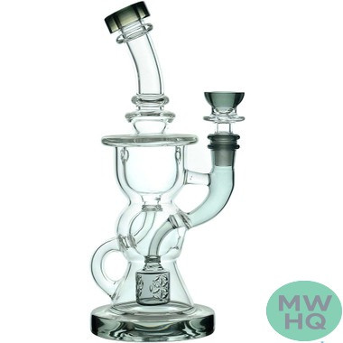 Calibear BTK Recycler Glass Water Pipe Dab Rig Thick Base With Three Seed of Life Perc - 425 Grams - 9 Inches [GB806]