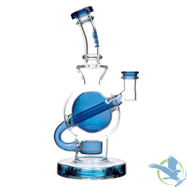 Calibear Colored Ball Glass Water Pipe Dab Rig Thick Base With Seed of Life Perc - 410 Grams - 8.50 Inches [GB325] - Blue D