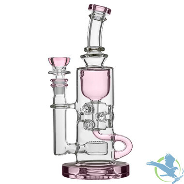 Calibear Fab Klein Recycler Glass Water Pipe Dab Rig With Seed of Life Perc - 460 Grams - 9.50 Inches [GB17-W/O Maria Cap] - Pink