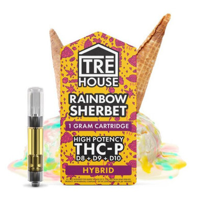TRE House D8 High Potency D9 + D10 + THC-P Vape Cartridge 1G - Display of 5 - Rainbow Sherbet (Hybrid)