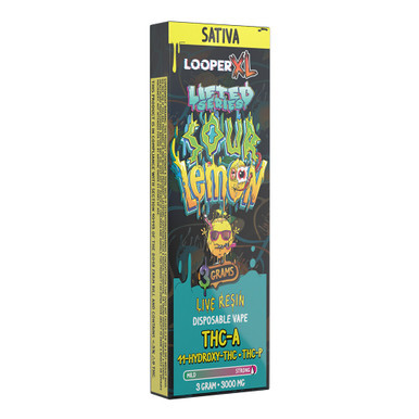 Looper XL Lifted Series Live Resin THC-A + 11-HYDROXY-THC + THC-P Disposable Vape Device 3000MG - Display of 5 - Sour Lemon (Sativa)