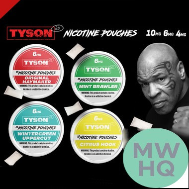 Tyson 2.0 Nicotine Pouches - 15 Pouches Per Can - Display of 5 Cans