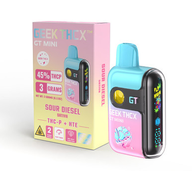 Geek THCX GT Mini MAXX Potency Delta THC-P + HTE Disposable Device With Pre-Heat Function & Digital Screen 3G - Display of 5