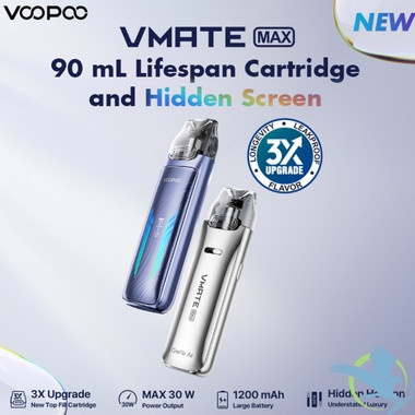 VooPoo Vmate Max 1200mAh Pod System Starter Kit With 2 x 3ML Refillable Vmate Top Fill Cartridge Pod